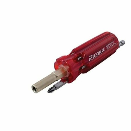 PICQUIC SIXPAC Plus Series Multi-Bit Screwdriver, Phillips, Robertson, Slotted Drive, Solid Handle 88003